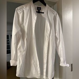 White H&M Collar-less Long Sleeve Button Down